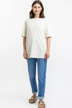 Outlet Rotholz T-Shirt Aus Waffle Cotton Weis
