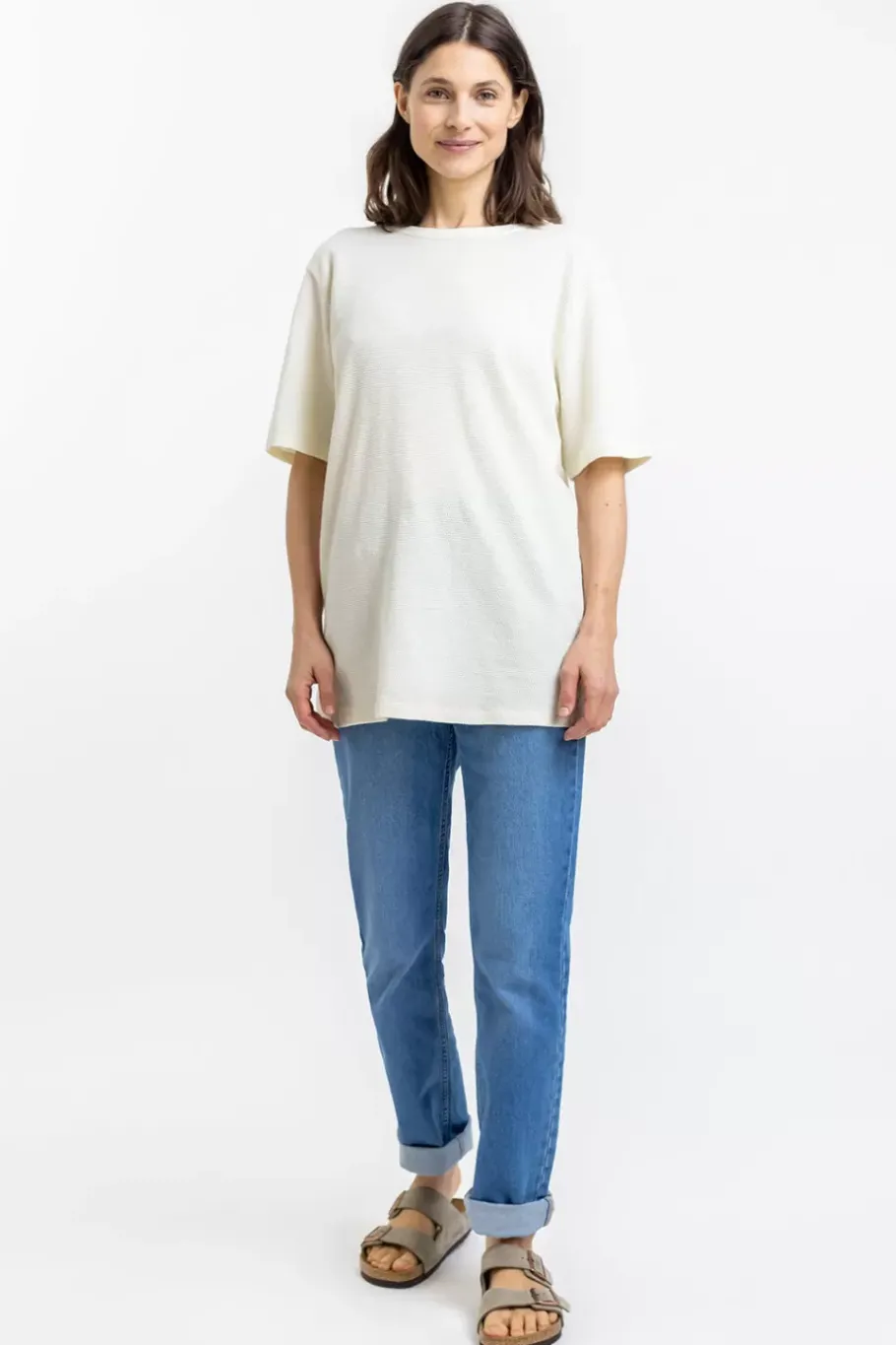 Outlet Rotholz T-Shirt Aus Waffle Cotton Weis