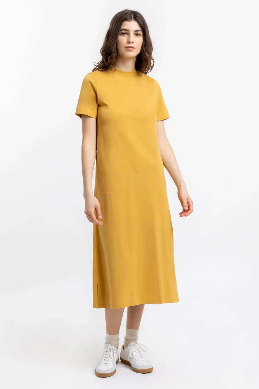 Rotholz T-Shirt Kleid Aus Bio-Baumwolle Senfgelb
