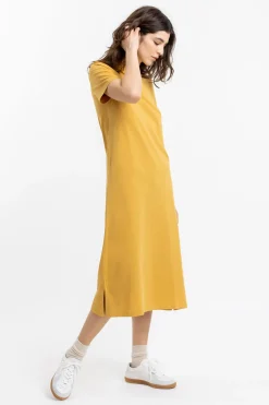 Rotholz T-Shirt Kleid Aus Bio-Baumwolle Senfgelb