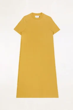 Rotholz T-Shirt Kleid Aus Bio-Baumwolle Senfgelb