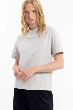 Outlet Rotholz T-Shirt Mit Breitem Kragen Bio Baumwolle - Grau