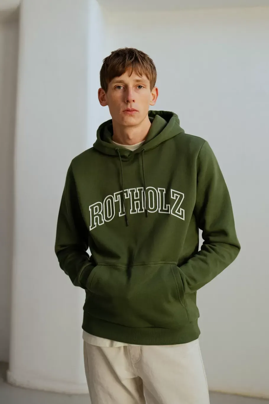Hot Rotholz Varsity Logo Hoodie Bio Baumwolle - Grun
