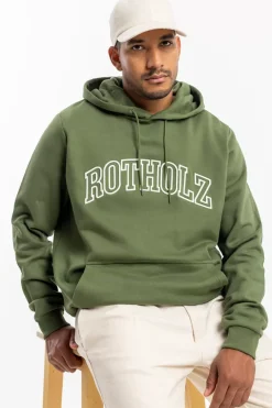 Hot Rotholz Varsity Logo Hoodie Bio Baumwolle - Grun