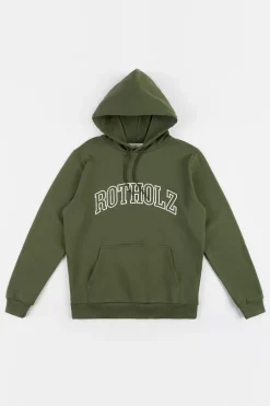 Hot Rotholz Varsity Logo Hoodie Bio Baumwolle - Grun