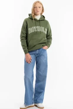 Discount Rotholz Varsity Logo Hoodie Bio Baumwolle - Grun