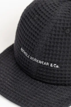 Clearance Rotholz Waffel Cap Bio Baumwolle - Schwarz