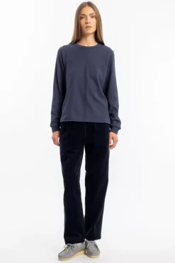 Clearance Rotholz Waffel Longsleeve Bio Baumwolle - Dunkelblau