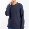 Sale Rotholz Waffel Longsleeve Bio Baumwolle - Dunkelblau