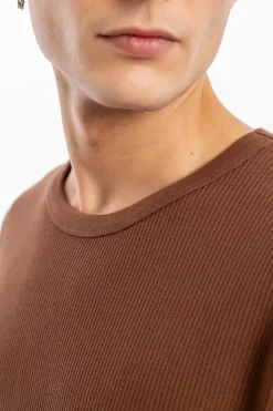 Online Rotholz Waffel Longsleeve Bio Baumwolle - Braun