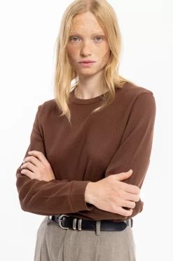 Rotholz Waffel Longsleeve Bio Baumwolle - Braun