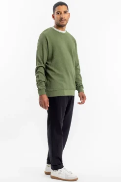 Discount Rotholz Waffel Sweatshirt Bio Baumwolle - Grun