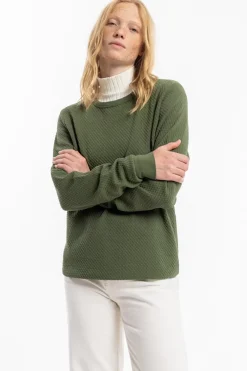 New Rotholz Waffel Sweatshirt Bio Baumwolle - Grun