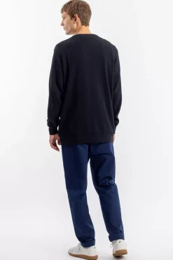 New Rotholz Waffel Sweatshirt Bio Baumwolle - Schwarz