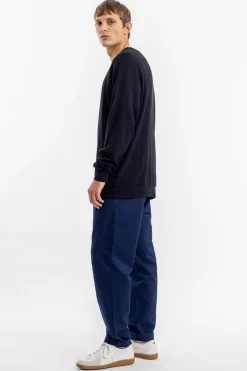 New Rotholz Waffel Sweatshirt Bio Baumwolle - Schwarz