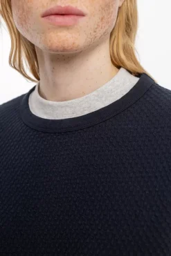 Hot Rotholz Waffel Sweatshirt Bio Baumwolle - Schwarz