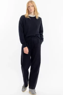 Hot Rotholz Waffel Sweatshirt Bio Baumwolle - Schwarz