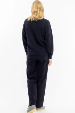 Hot Rotholz Waffel Sweatshirt Bio Baumwolle - Schwarz