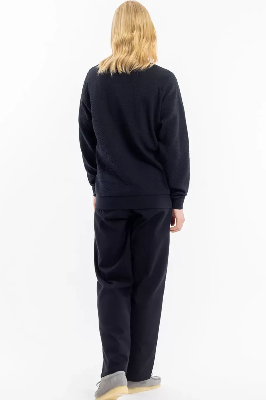 Hot Rotholz Waffel Sweatshirt Bio Baumwolle - Schwarz