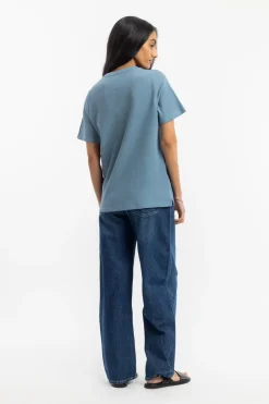 Hot Rotholz Waffel T-Shirt Bio-Baumwolle - Blau