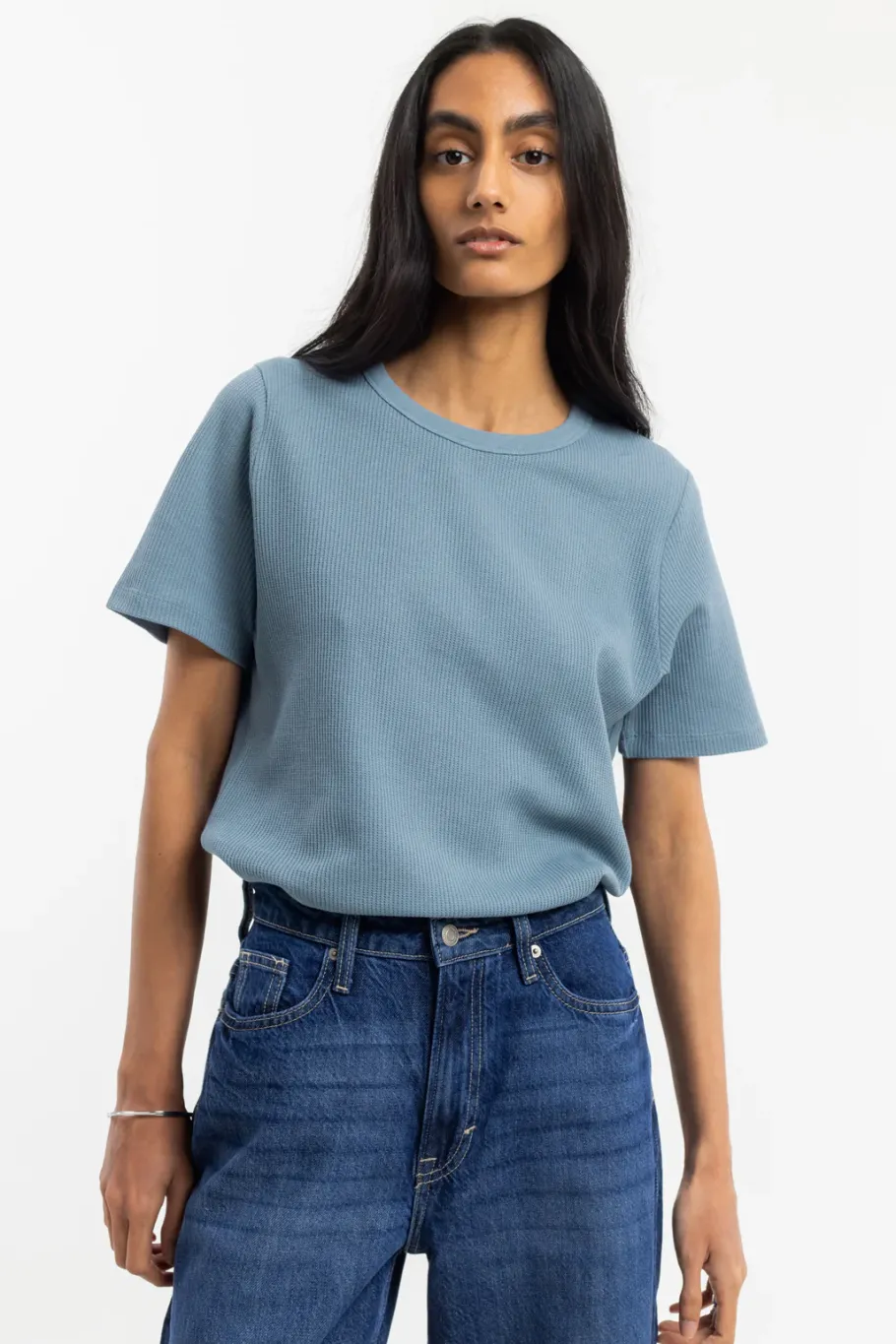 Hot Rotholz Waffel T-Shirt Bio-Baumwolle - Blau
