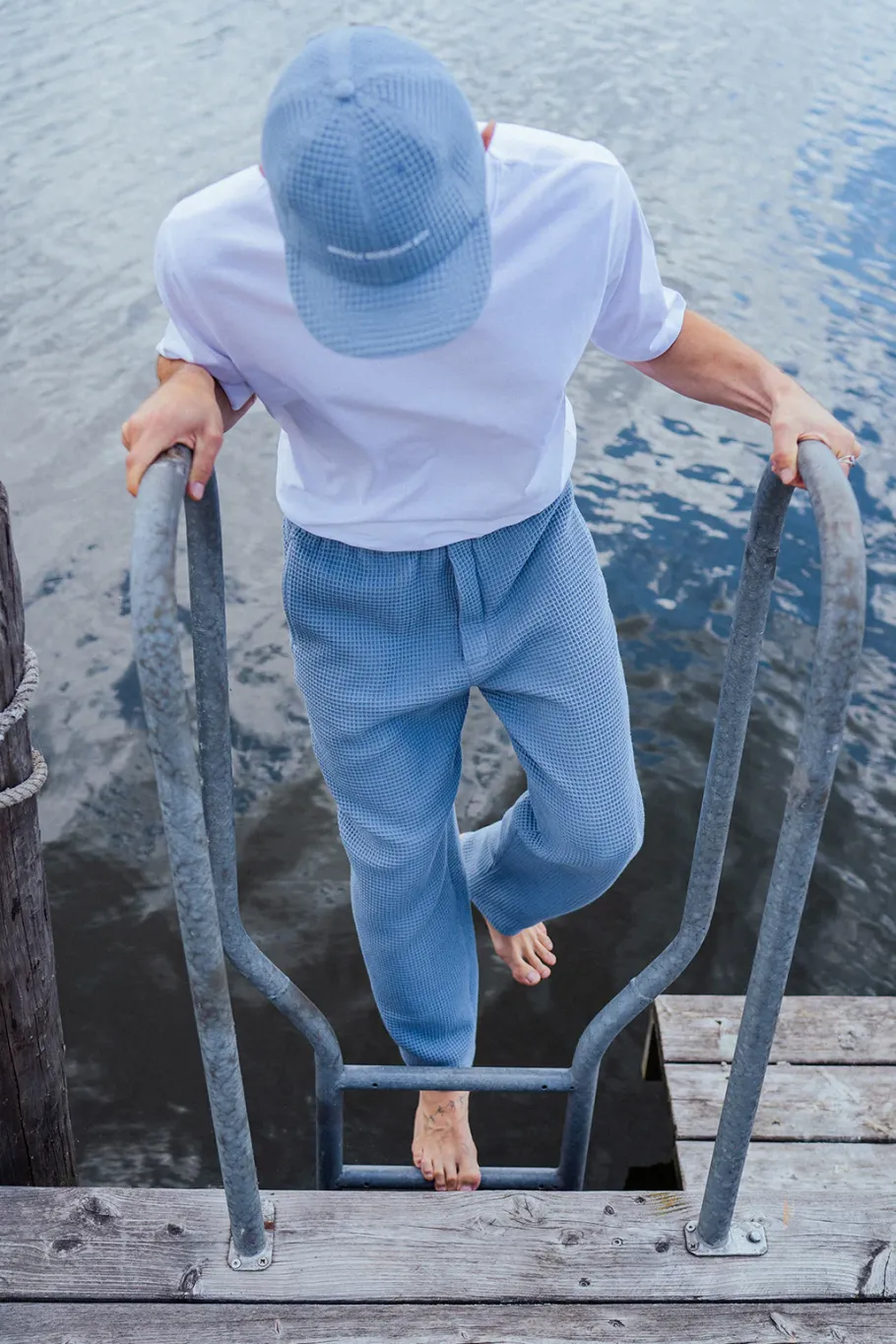 Hot Rotholz Weite Hose Waffle Cotton - Hellblau