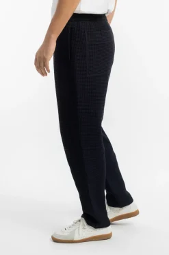 Clearance Rotholz Weite Hose Waffle Cotton - Schwarz