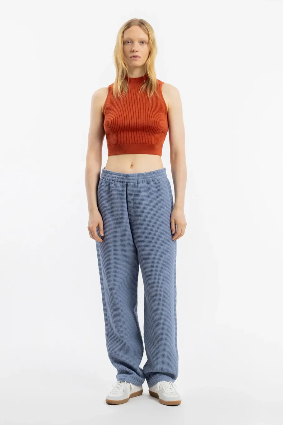 Clearance Rotholz Weite Hose Waffle Cotton - Hellblau