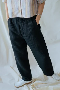 Online Rotholz Weite Hose Waffle Cotton - Schwarz