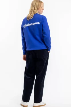 Discount Rotholz Willkommen Print Sweatshirt Bio Baumwolle - Kobalt