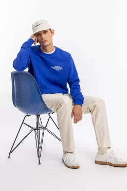Discount Rotholz Willkommen Print Sweatshirt Bio Baumwolle - Kobalt