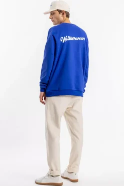 Discount Rotholz Willkommen Print Sweatshirt Bio Baumwolle - Kobalt