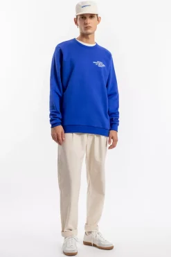 Discount Rotholz Willkommen Print Sweatshirt Bio Baumwolle - Kobalt