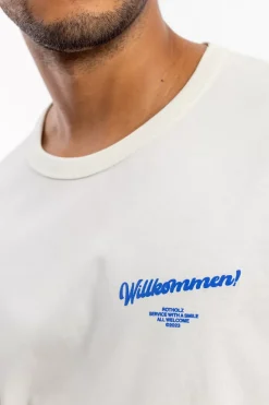Best Rotholz Willkommen Print T-Shirt Bio Baumwolle - Off-White