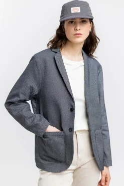 Outlet Rotholz Workwear Blazer Aus Bio Twill Schwarz Kariert
