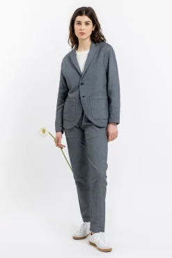 Outlet Rotholz Workwear Blazer Aus Bio Twill Schwarz Kariert