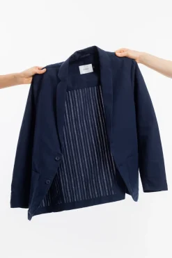 Hot Rotholz Workwear Blazer Leinen Mix - Dunkelblau